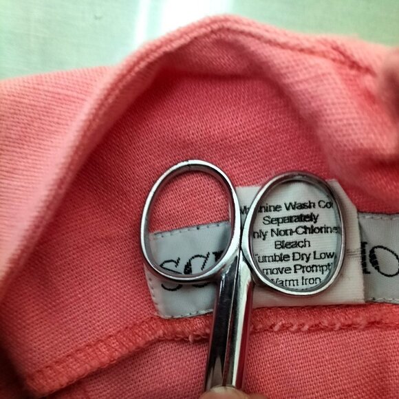 1022) Scenario Salmon Rich Linen blend Knee Length Sleeveless Shift Dress Size 8 - Picture 6 of 7